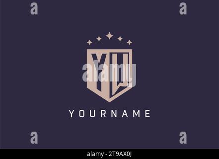 YW initial shield logo icon geometric style design inspiration Stock Vector
