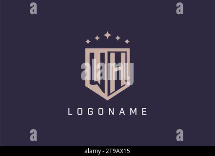 WH initial shield logo icon geometric style design inspiration Stock Vector