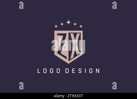 ZX initial shield logo icon geometric style design inspiration Stock Vector