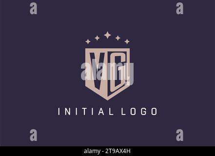 VG initial shield logo icon geometric style design inspiration Stock Vector