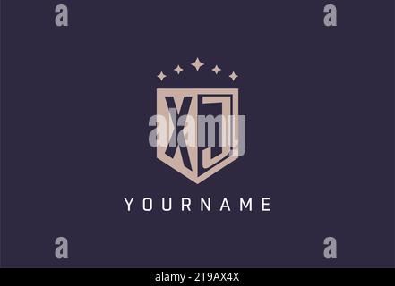 XJ initial shield logo icon geometric style design inspiration Stock Vector