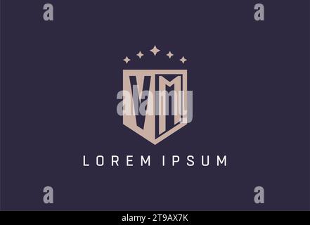 VM initial shield logo icon geometric style design inspiration Stock Vector