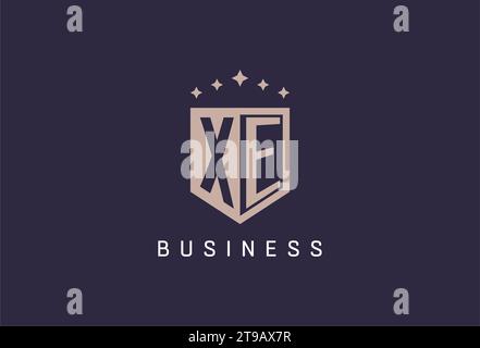 XE initial shield logo icon geometric style design inspiration Stock Vector