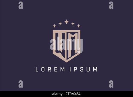 WM initial shield logo icon geometric style design inspiration Stock Vector