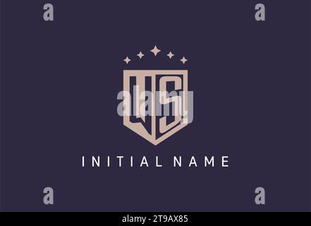 WS initial shield logo icon geometric style design inspiration Stock Vector