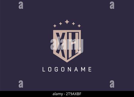 XH initial shield logo icon geometric style design inspiration Stock Vector