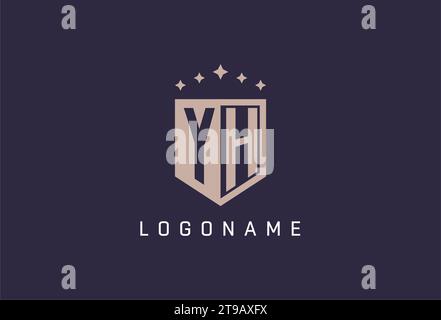 YH initial shield logo icon geometric style design inspiration Stock Vector