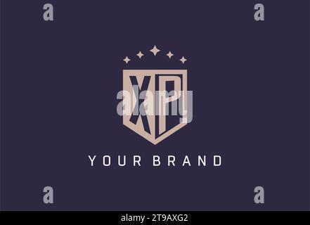 XP initial shield logo icon geometric style design inspiration Stock Vector
