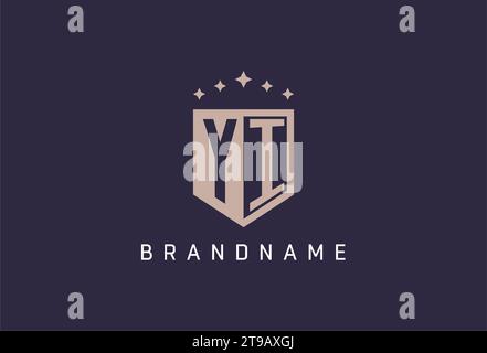 YI initial shield logo icon geometric style design inspiration Stock Vector