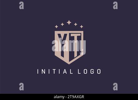 YT initial shield logo icon geometric style design inspiration Stock Vector
