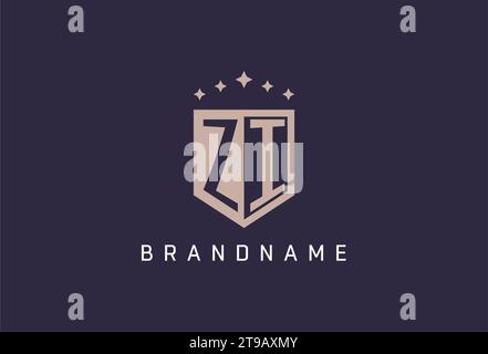 ZI initial shield logo icon geometric style design inspiration Stock Vector