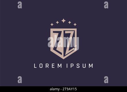 ZZ initial shield logo icon geometric style design inspiration Stock Vector