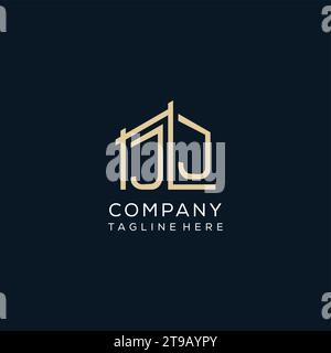 Initial JJ logo, clean and modern architectural and construction logo design vector graphic Stock Vector