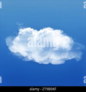 Single cloud 3D illustration, realistic natural cloud isolated over blue sky background Stock Photo