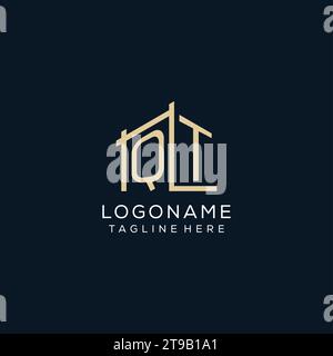 QT initial monogram with building logo design vector graphic Stock ...
