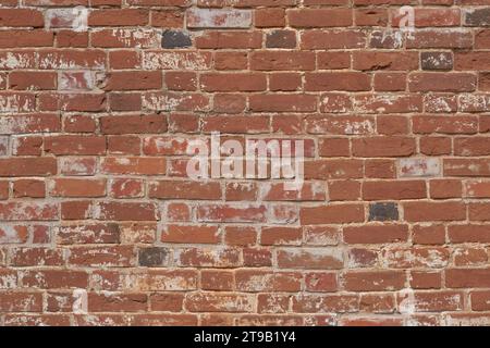 Texture of old with chips shabby dirty wall from red brick as background Stock Photo