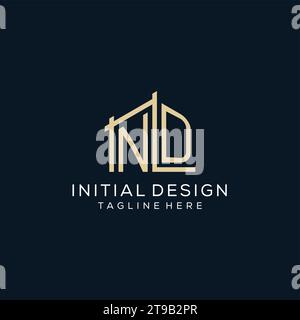 ND initial monogram with building logo design vector graphic Stock ...