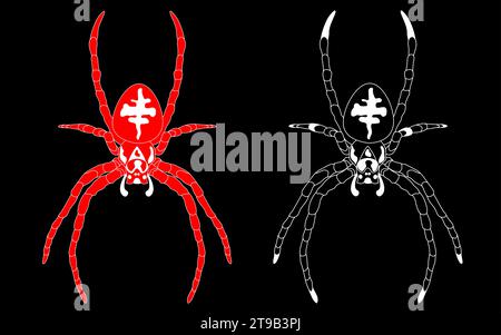 Two spider red and black set vector graphic design. Stock Vector