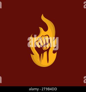 Hand Clenched the Fire logo Simple. Hand Fire Logo Stock Vector