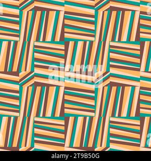 Abstract geometric pattern with stripes, oblique lines, brown blue and orange colors. Vector illustration Stock Vector