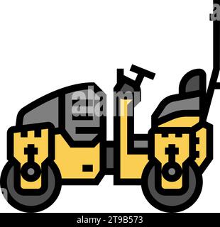 compaction roller construction vehicle line icon vector. compaction ...