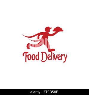 Food Delivery Logo Simple With Red Color Stock Vector