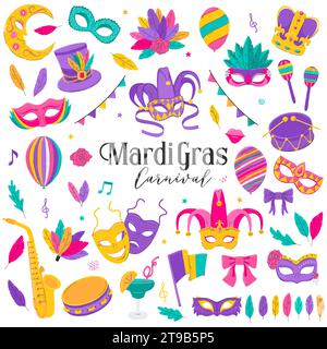 Mardi gras carnival violet feather Royalty Free Vector Image