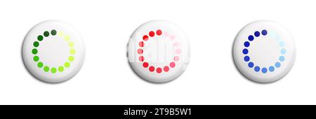 Loading icons. White round buttons with shadows. Flat vector illustration Stock Vector