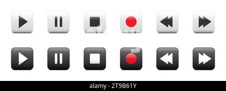 Multimedia player icon set. Vector illustration Stock Vector