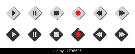 Media player buttons set. Vector illustration Stock Vector
