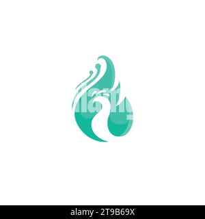 peacock logo abstract design with turquoise color Stock Vector