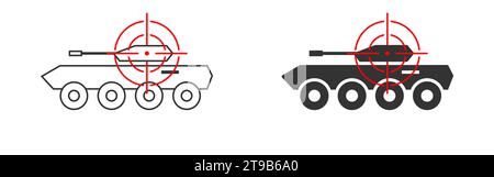 Aiming on a armored personnel carrier icon. Vector illustration Stock Vector