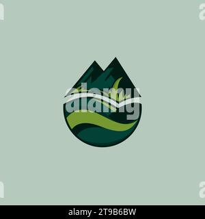 Mountain and Garden Logo Simple and Dynamic Design Stock Vector