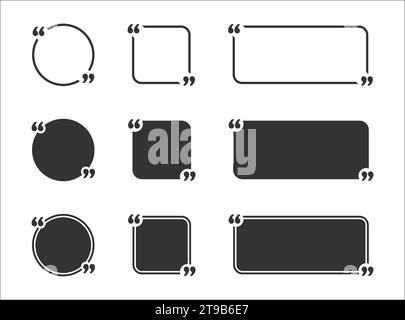Bubble speech quote box icon set. Vector illustration Stock Vector