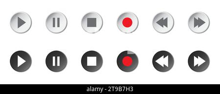 Media player control icon set. Vector illustration Stock Vector
