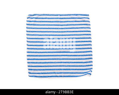 Striped cotton soft napkin isolated on white background, napkin close up top view Stock Photo