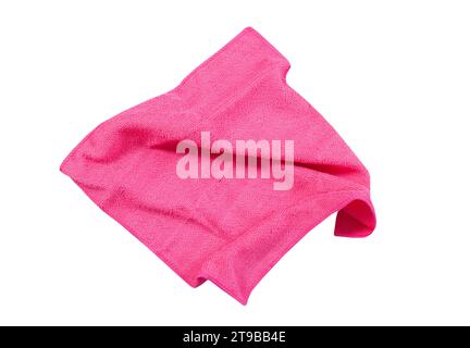Pink folded napkin top view isolated on white background Stock Photo