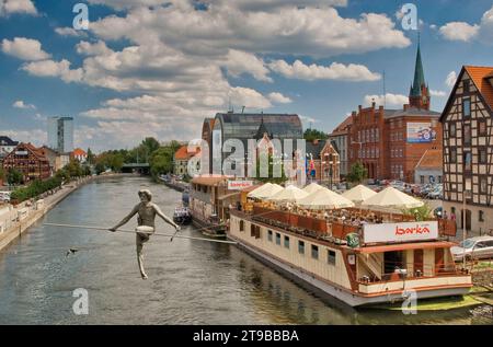 Crossing the River, 2004, by Jerzy Kędziora, over Brda river in Bydgoszcz, Kujawsko-Pomorskie, Poland Stock Photo