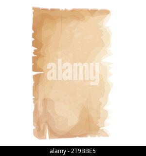 Parchment paper, torn pieces, old sheet in cartoon style, textured empty note isolated on white background. Game ui elements. Vector illustration Stock Vector