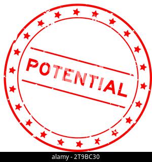 Grunge red potential word round rubber seal stamp on white background Stock Vector