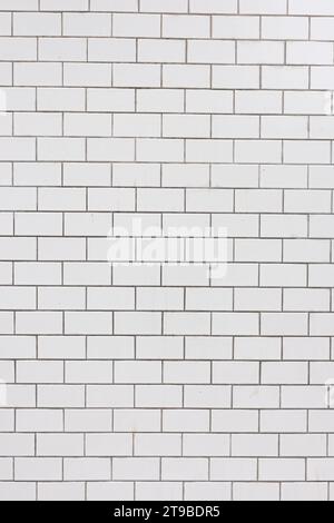 Detail of a white, shiny, porcelain or ceramic tile wall Stock Photo