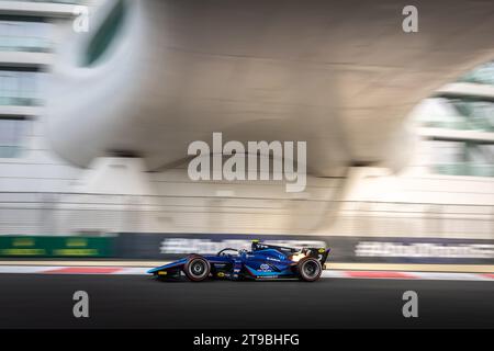 02 COLAPINTO Franco (arg), MP Motorsport, Dallara F2, action during the 13th round of the 2023 FIA Formula 2 Championship from November 24 to 26, 2023 on the Yas Marina Circuit, in Abu Dhabi, United Arab Emirates - Photo Diederik van der Laan / Dutch Photo Agency / DPPI Stock Photo