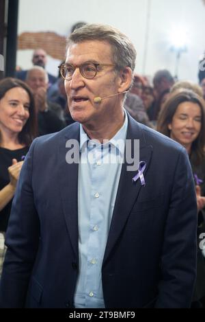 Alberto Nunez Feijoo during an event organized by the PP or the International Day for the Elimination of Violence against Women, at the Espacio Jorge Stock Photo