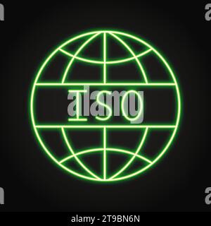 ISO quality standard neon icon. International quality standards and management symbol. Vector illustration Stock Vector