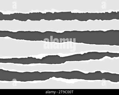 Torn paper divider lines. Ripped cardboard page edge, horizontal paper ...