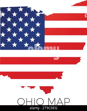ohio map with flag Stock Vector