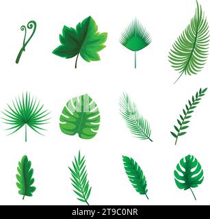 Leaf icons set ecology nature element, green leafs, environment and nature eco sign. Leaves on white background – stock vector Stock Vector