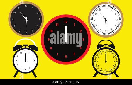 Time And Clock Vector Illustration Collection. Stock Vector