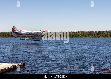 Seaplane taking off or landing. Lac du Mâle, province of Quebec, Canada. Stock Photo
