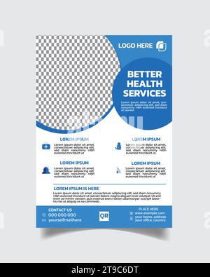 Healthcare creative flyer, medical unique flyer template, healthcare flyer layout a4 Stock Vector